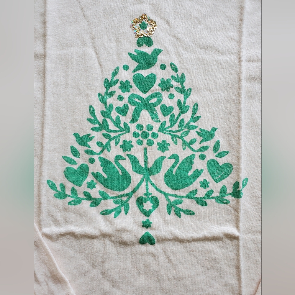 Crewcuts girls holiday long sleeves tshirt, small 6-7, off white - Picture 3 of 5